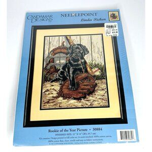 NEW! 1997 Candamar Needlepoint Kit 30884 Black Lab Dog Puppy Rookie Of The Year